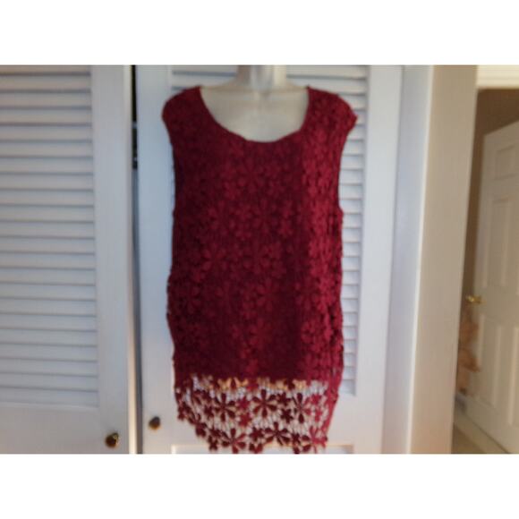 Vintage Monroe and Main maroon lace front tunic L Mint condition‎ - Picture 1 of 4